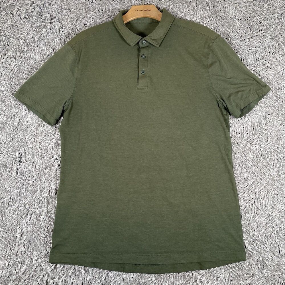 Lululemon Athletica Polo Shirt Men's Short Sleeve Green Performance Wear Golf